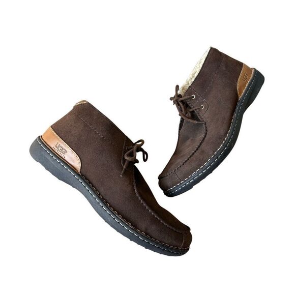 UGG Men’s Cardiff Sherpa Lined Suede Winter Chukka Boots size 13 Brown - Picture 1 of 10